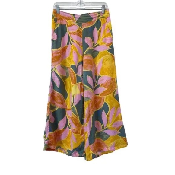 Tahari Linen Tropical Wide Leg Palazzo Pants Size Medium Pockets Ankle Cropped - Picture 7 of 7